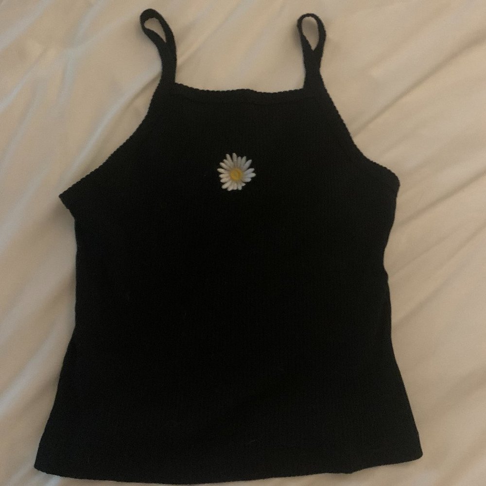 Black Tank w/Flower